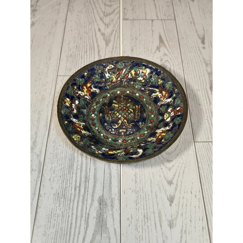 🐉 **MUSEUM-QUALITY Cloisonné Plate: Cranes/Flowers East Asian Art! VINTAGE‎